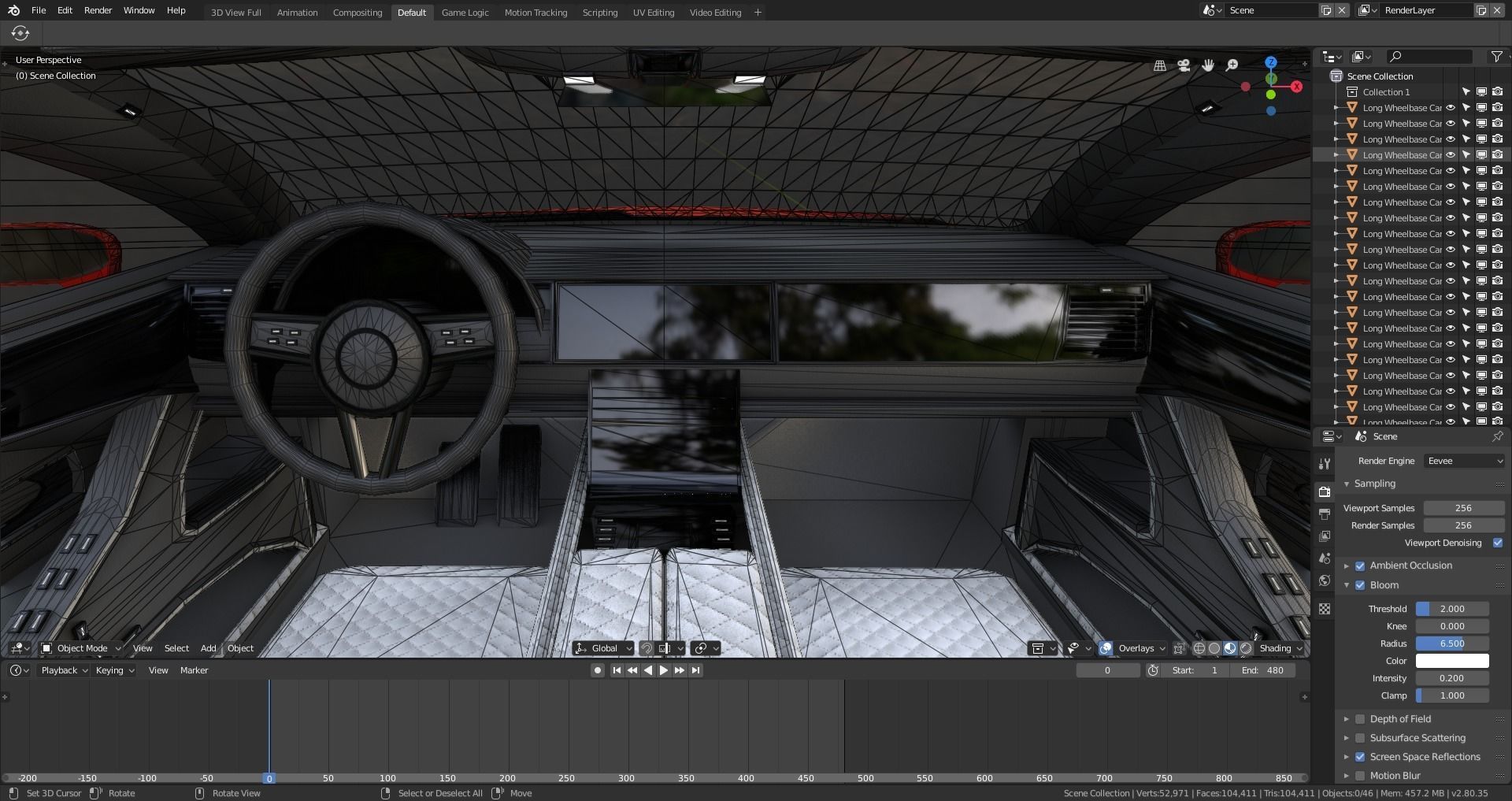 BLENDER EEVEE Brandless Extended Wheelbase 2 door sedan Low-poly 3D model_14