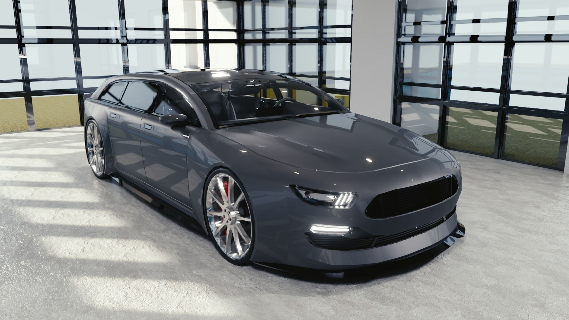 BLENDER EEVEE Brandless Mid Size 4 door wagon Low-poly 3D model_2