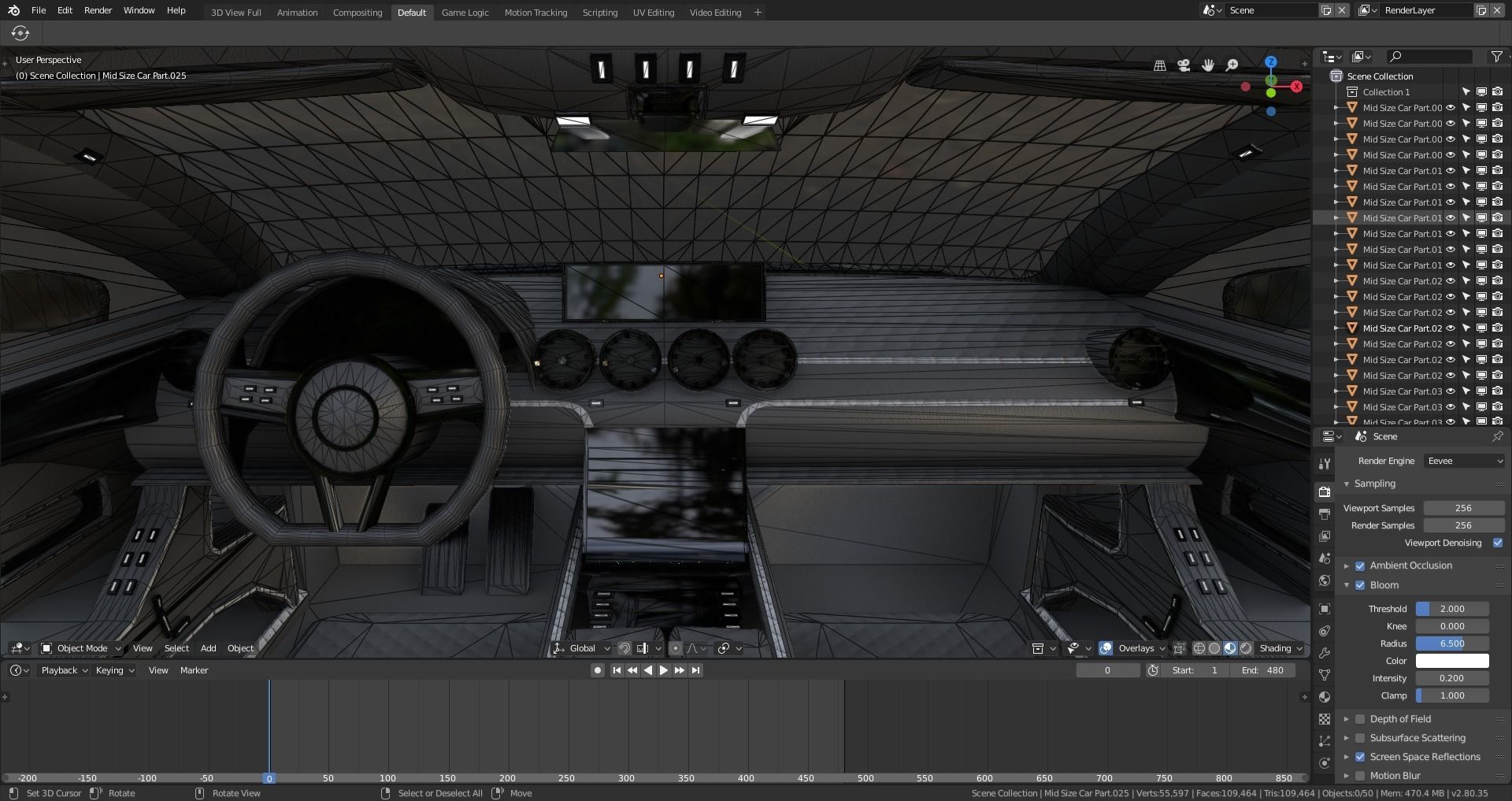 BLENDER EEVEE Brandless Mid Size 4 door wagon Low-poly 3D model_14