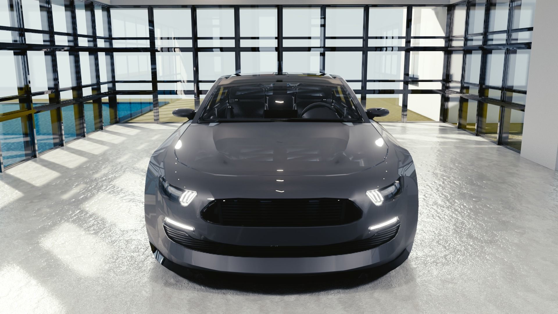 BLENDER EEVEE Brandless Mid Size 4 door wagon Low-poly 3D model_4