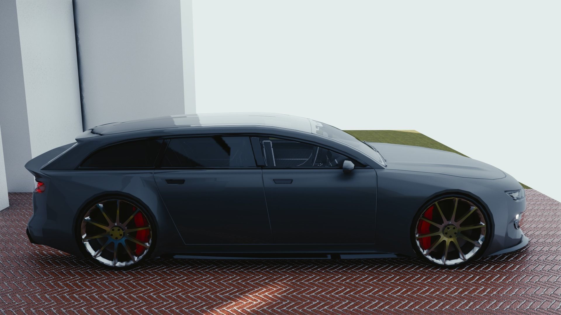 BLENDER EEVEE Brandless Mid Size 4 door wagon Low-poly 3D model_1