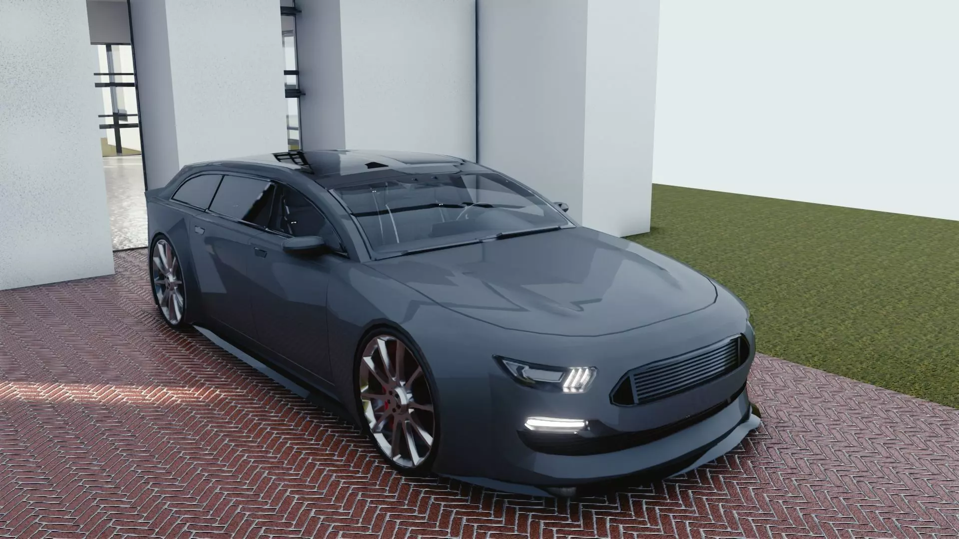 BLENDER EEVEE Brandless Mid Size 4 door wagon Low-poly 3D model_0