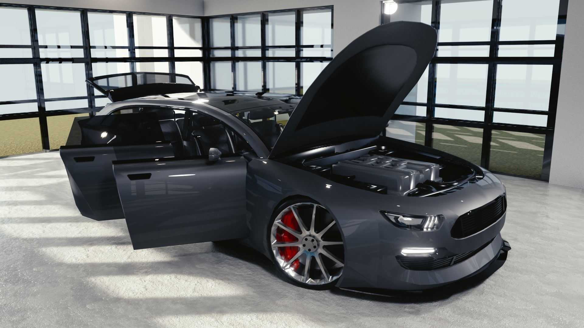 BLENDER EEVEE Brandless Mid Size 4 door wagon Low-poly 3D model_10