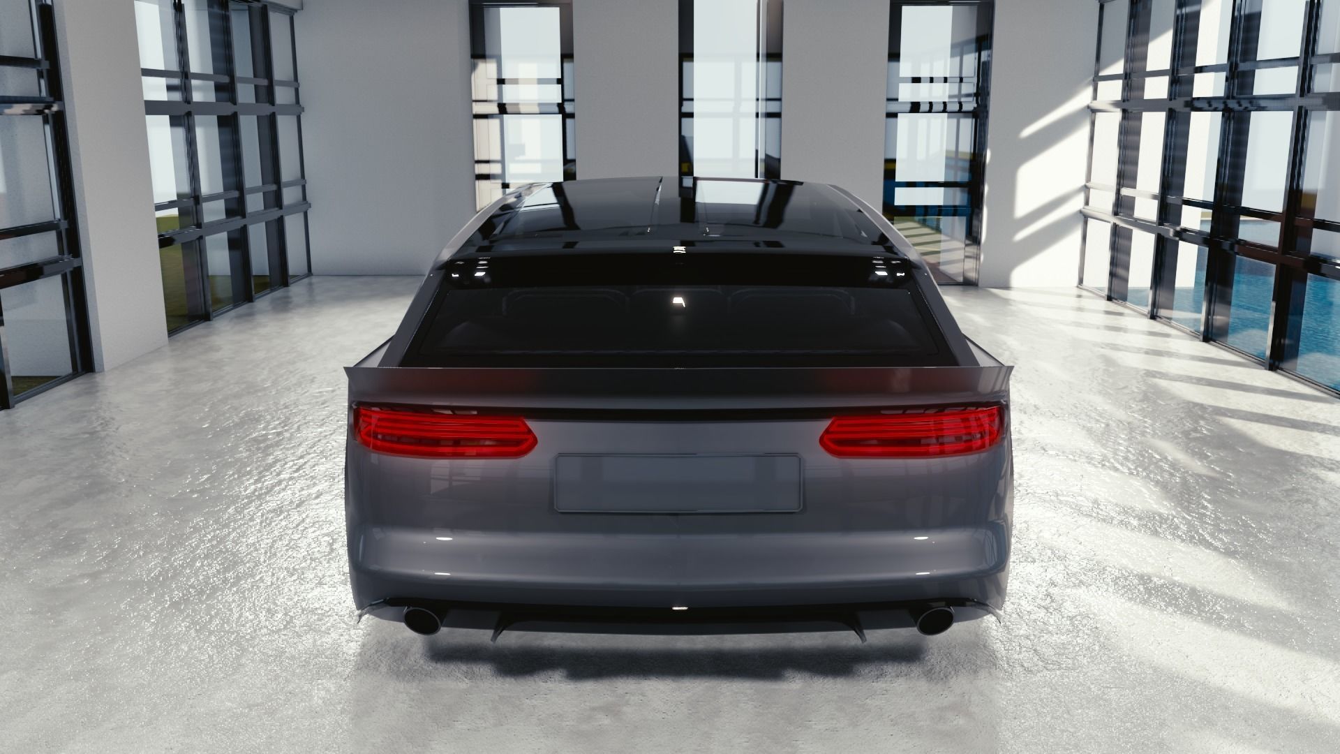 BLENDER EEVEE Brandless Mid Size 4 door wagon Low-poly 3D model_5