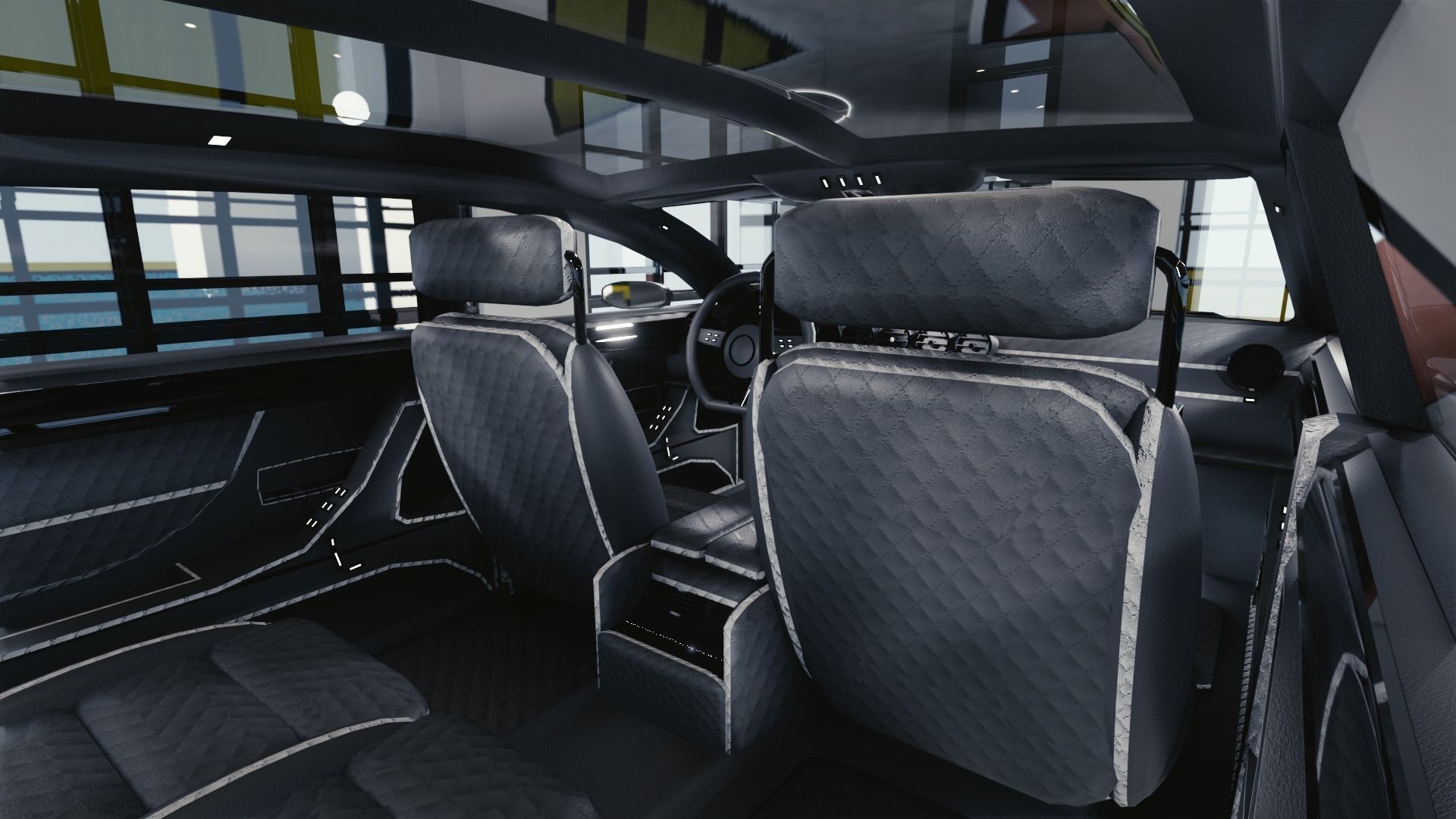 BLENDER EEVEE Brandless Mid Size 4 door wagon Low-poly 3D model_8