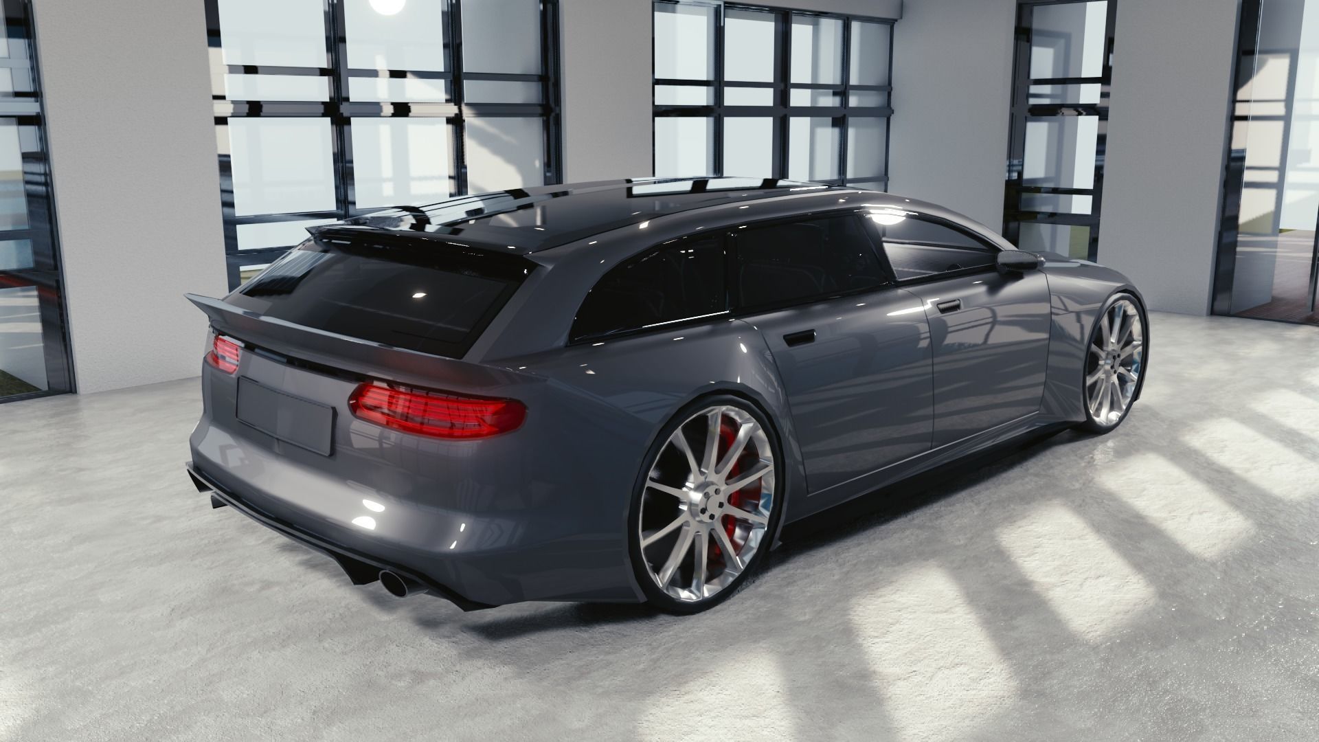 BLENDER EEVEE Brandless Mid Size 4 door wagon Low-poly 3D model_3