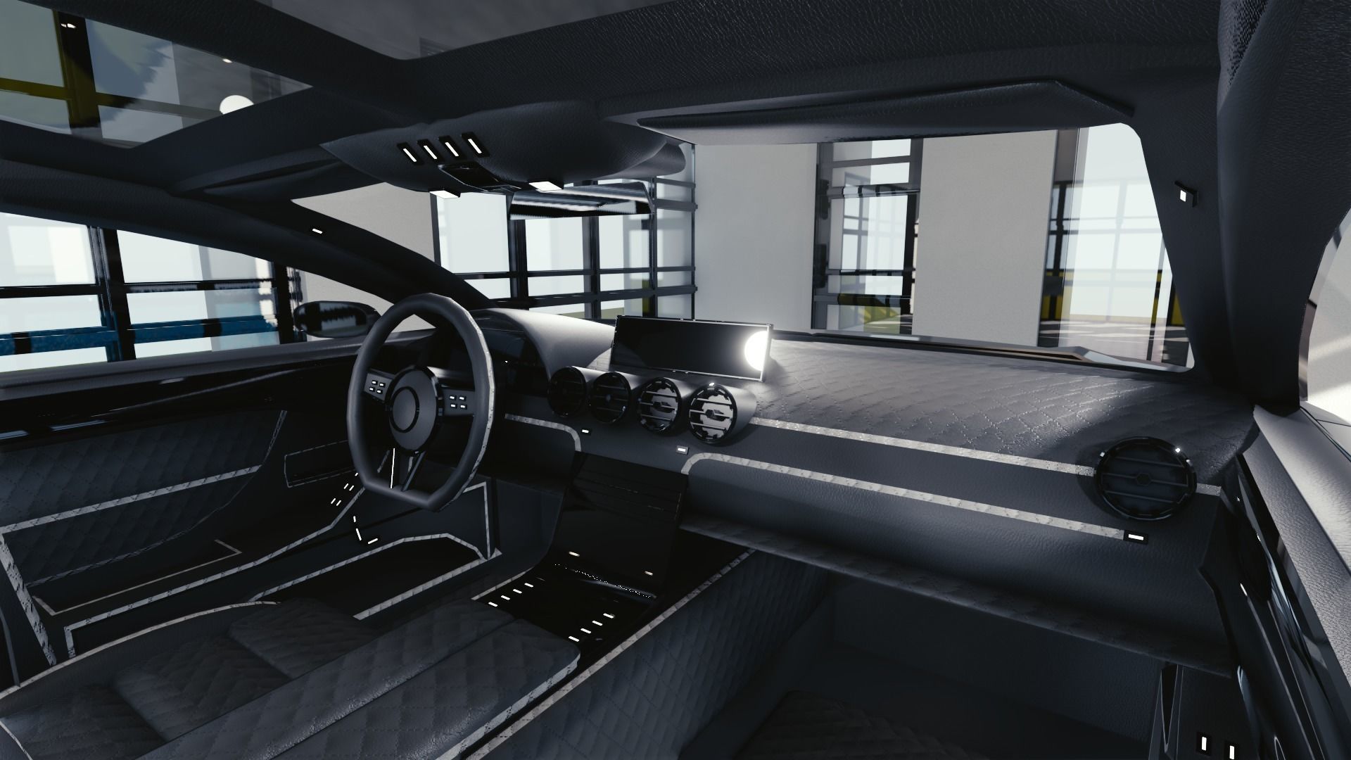 BLENDER EEVEE Brandless Mid Size 4 door wagon Low-poly 3D model_6