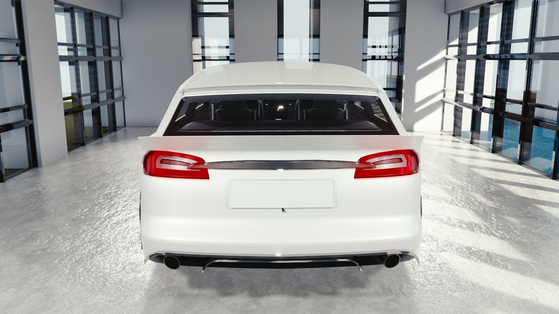 BLENDER EEVEE Brandless Extended Wheelbase 4 door suv Low-poly 3D model_5