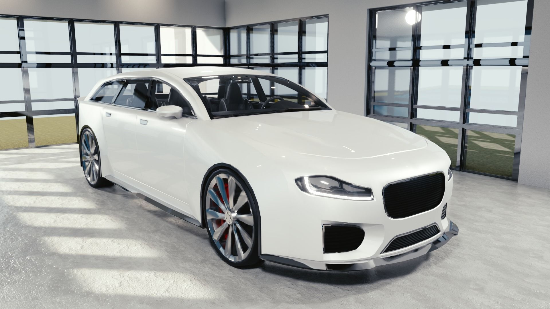 BLENDER EEVEE Brandless Extended Wheelbase 4 door suv Low-poly 3D model_2