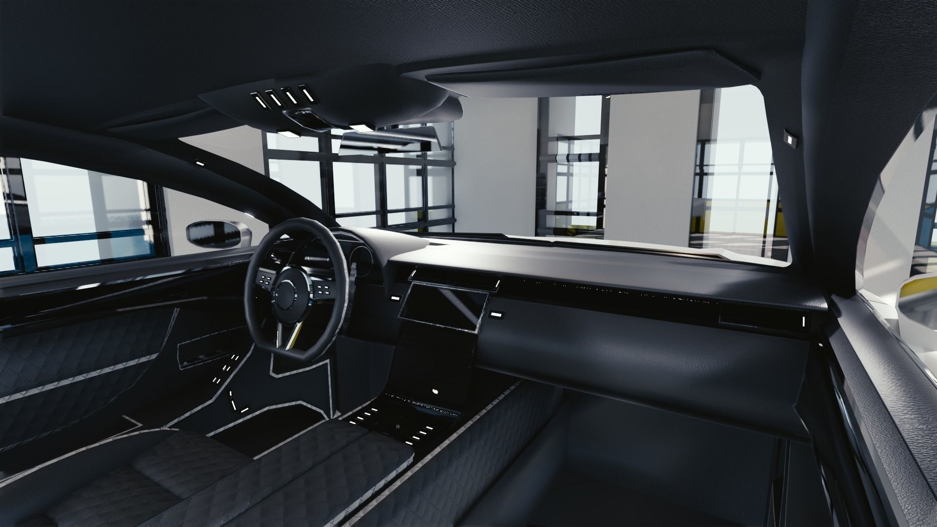 BLENDER EEVEE Brandless Extended Wheelbase 4 door suv Low-poly 3D model_6