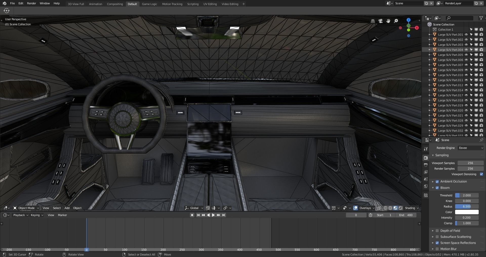 BLENDER EEVEE Brandless Extended Wheelbase 4 door suv Low-poly 3D model_13
