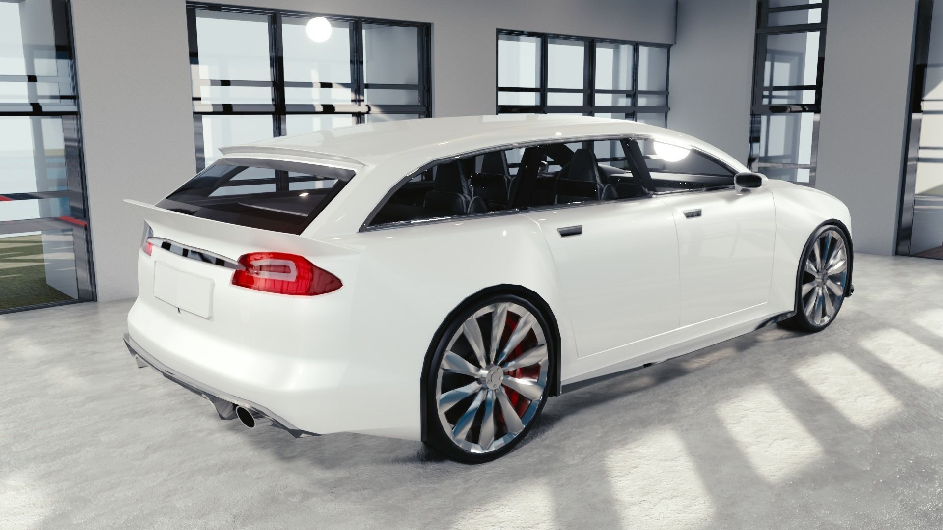 BLENDER EEVEE Brandless Extended Wheelbase 4 door suv Low-poly 3D model_3