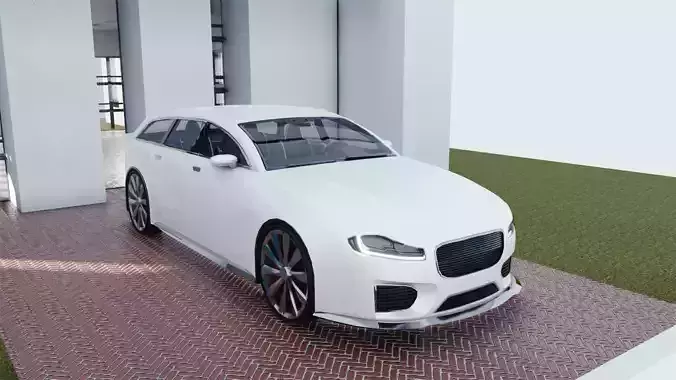 BLENDER EEVEE Brandless Extended Wheelbase 4 door suv Low-poly 3D model