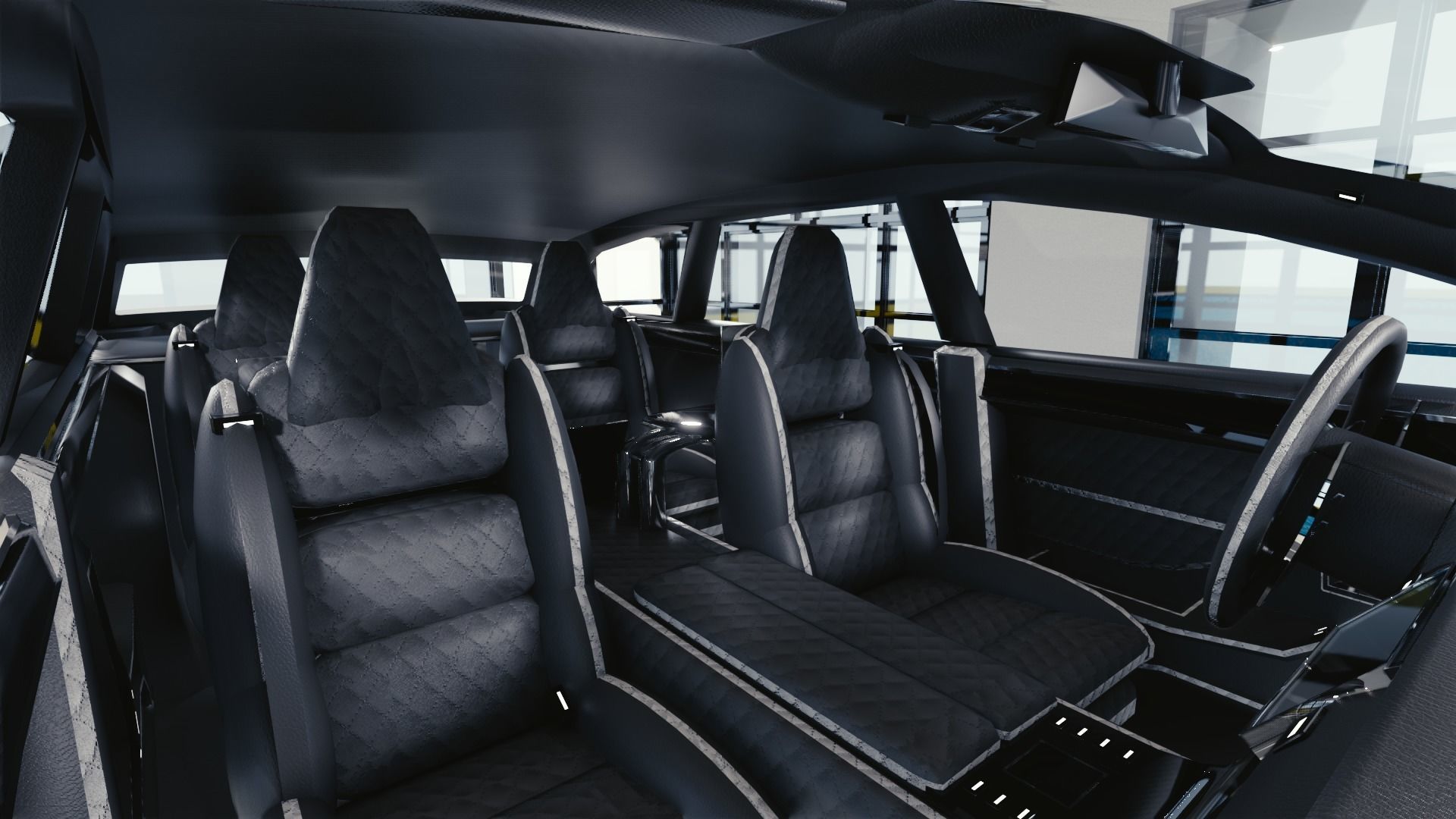 BLENDER EEVEE Brandless Extended Wheelbase 4 door suv Low-poly 3D model_7