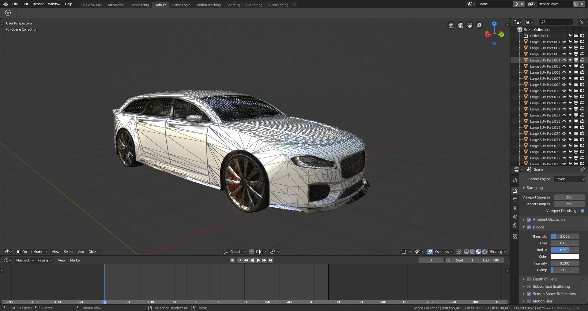 BLENDER EEVEE Brandless Extended Wheelbase 4 door suv Low-poly 3D model_12