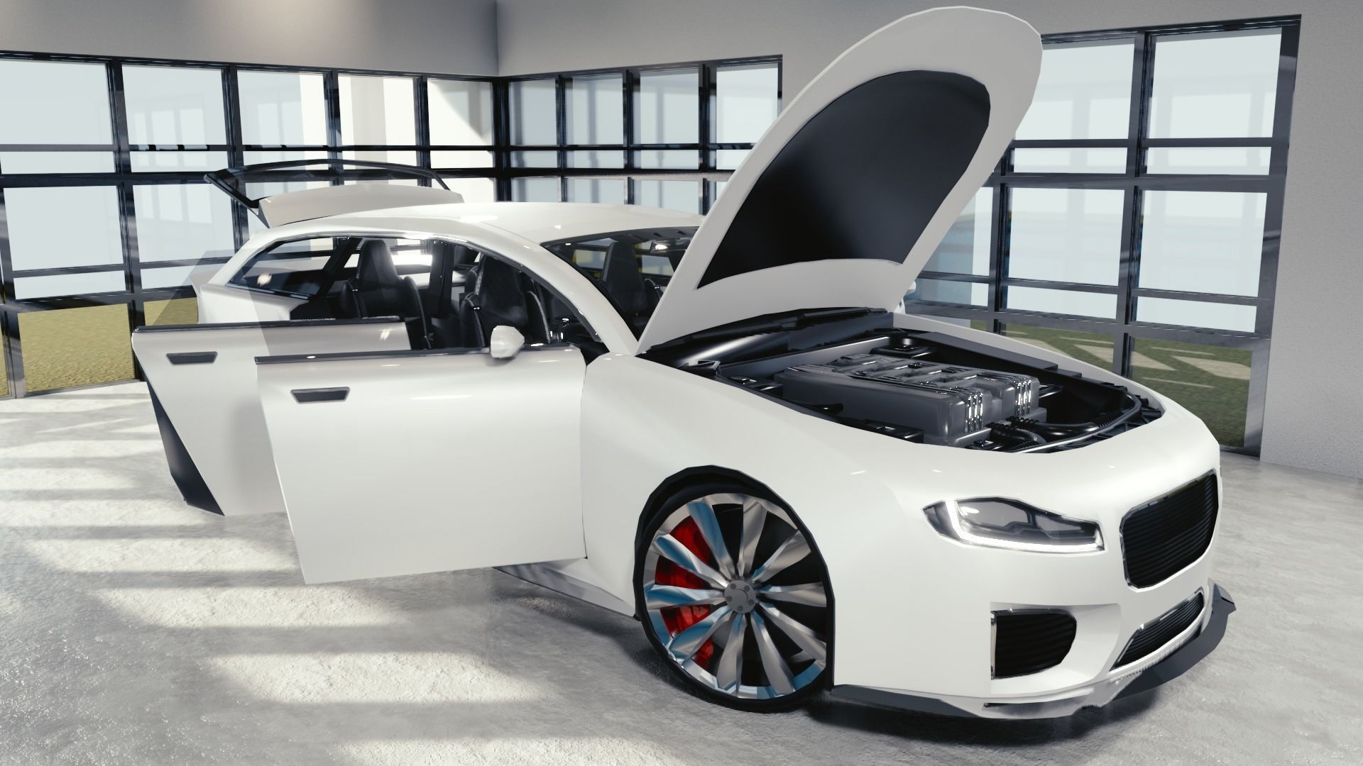 BLENDER EEVEE Brandless Extended Wheelbase 4 door suv Low-poly 3D model_11