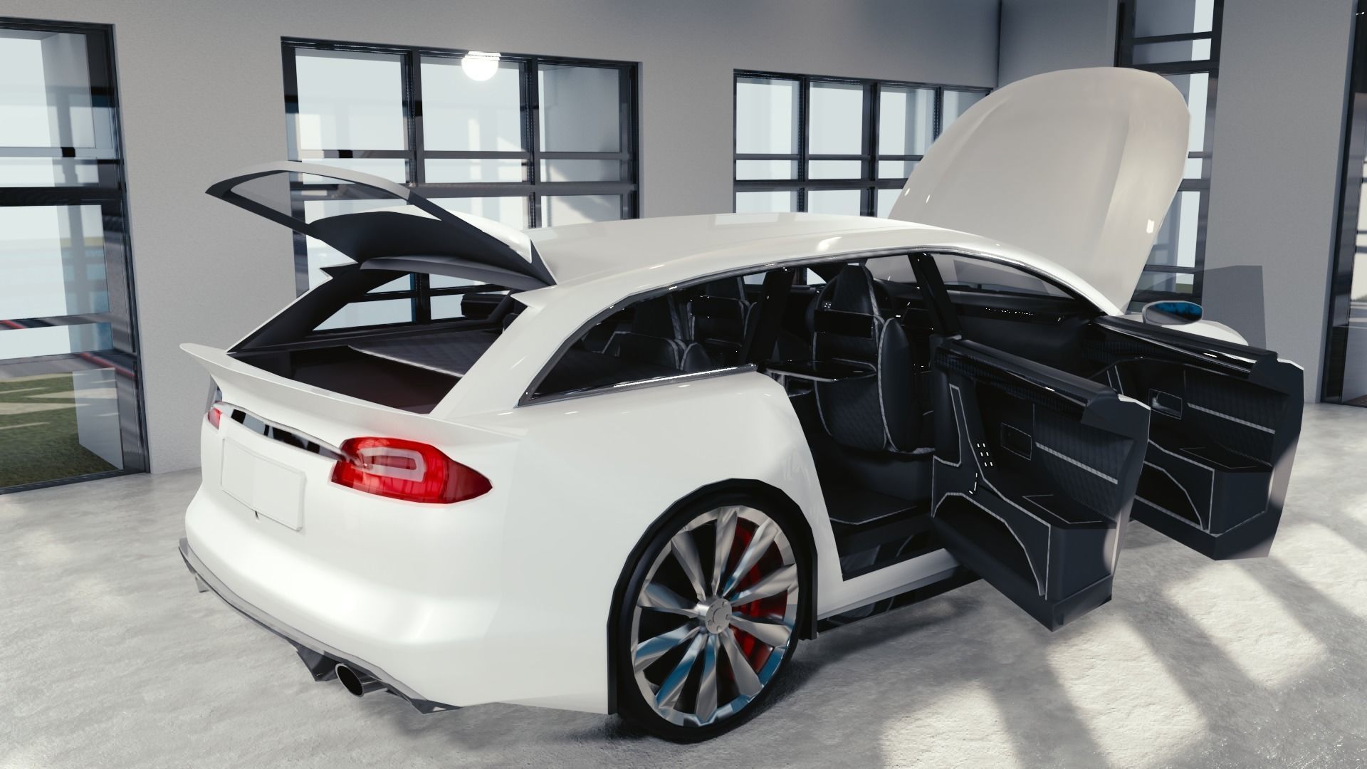 BLENDER EEVEE Brandless Extended Wheelbase 4 door suv Low-poly 3D model_10