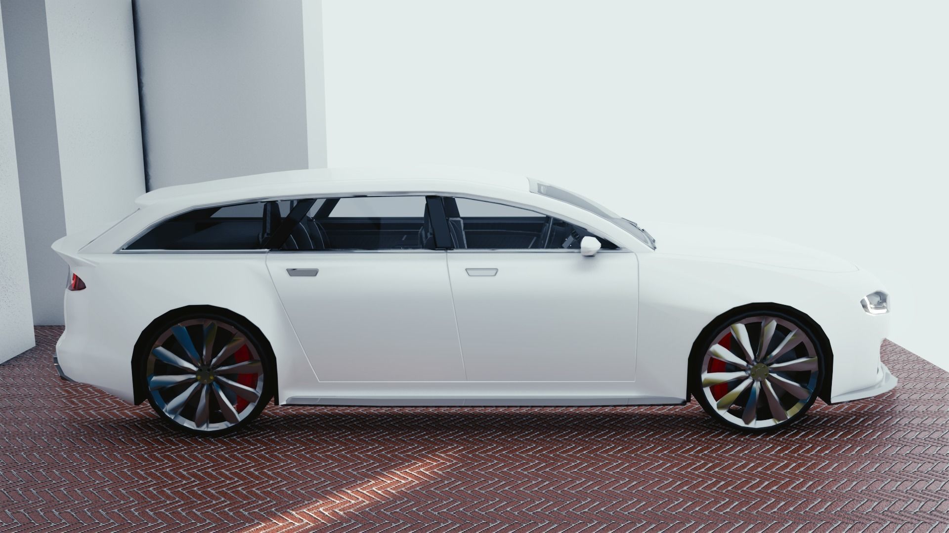 BLENDER EEVEE Brandless Extended Wheelbase 4 door suv Low-poly 3D model_1