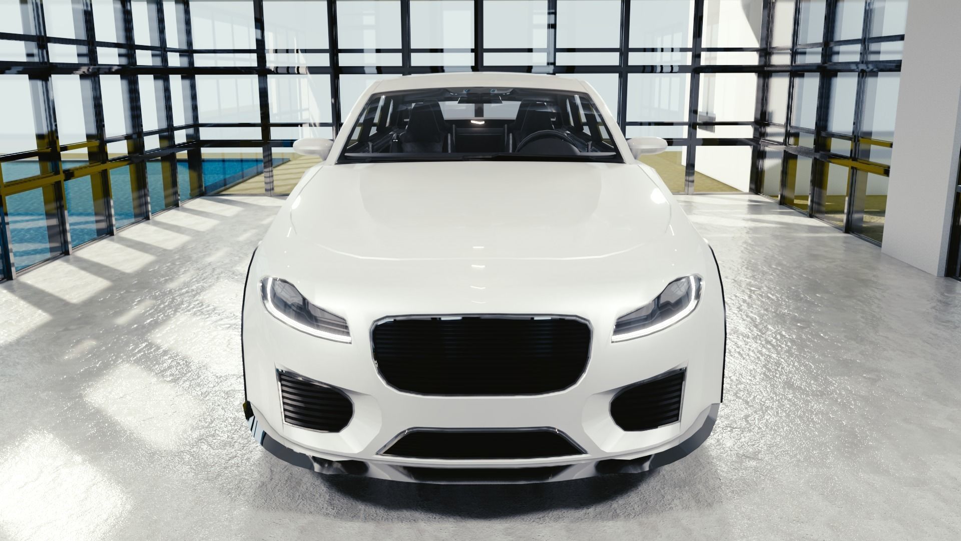 BLENDER EEVEE Brandless Extended Wheelbase 4 door suv Low-poly 3D model_4