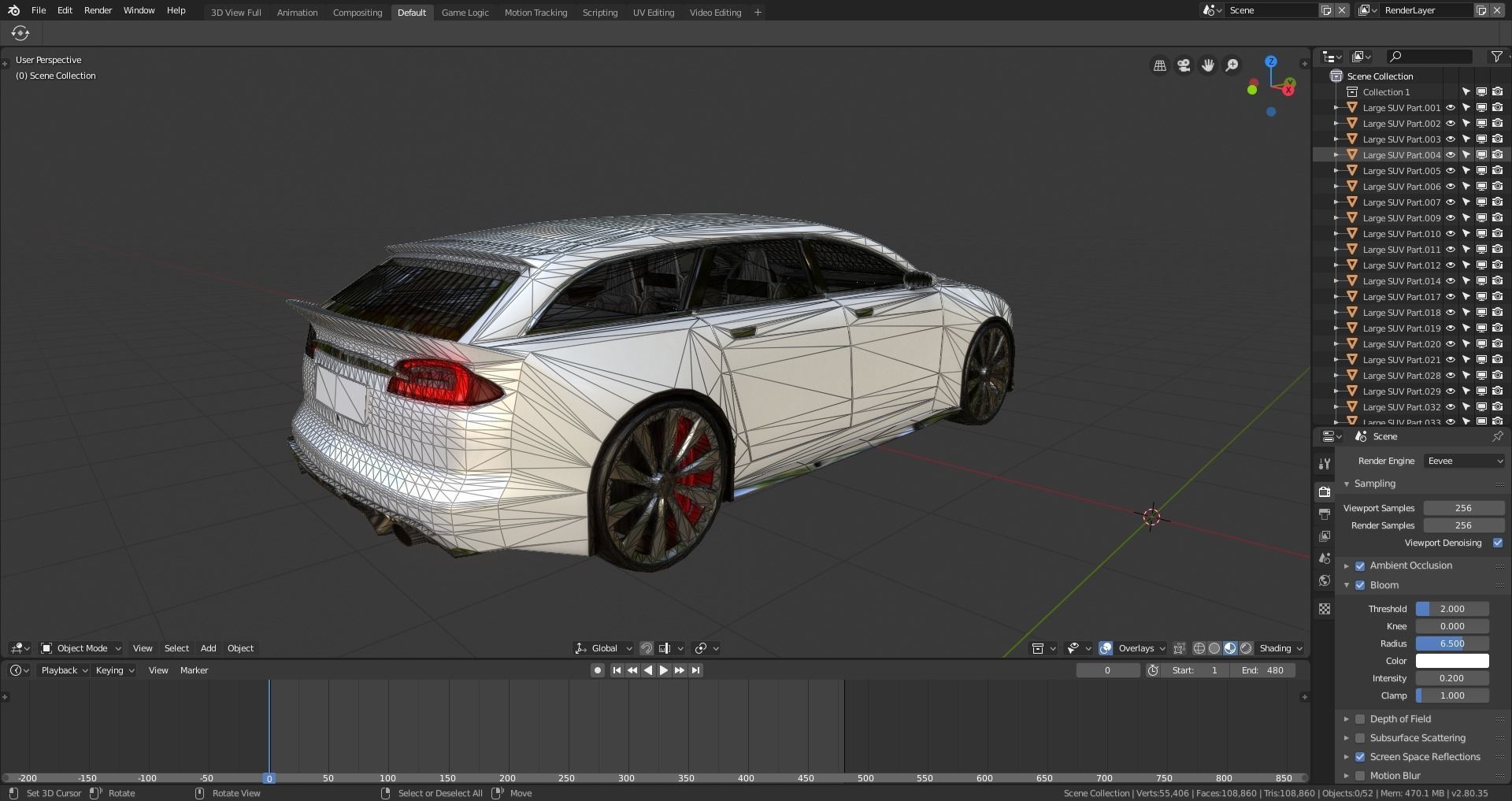 BLENDER EEVEE Brandless Extended Wheelbase 4 door suv Low-poly 3D model_14