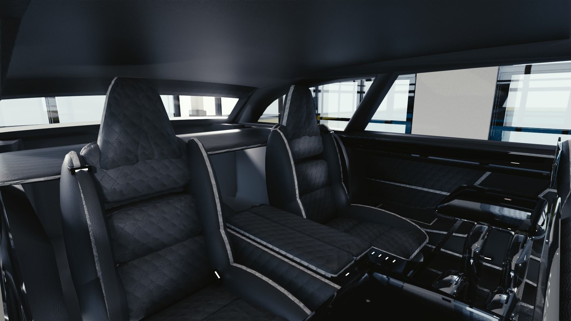 BLENDER EEVEE Brandless Extended Wheelbase 4 door suv Low-poly 3D model_9