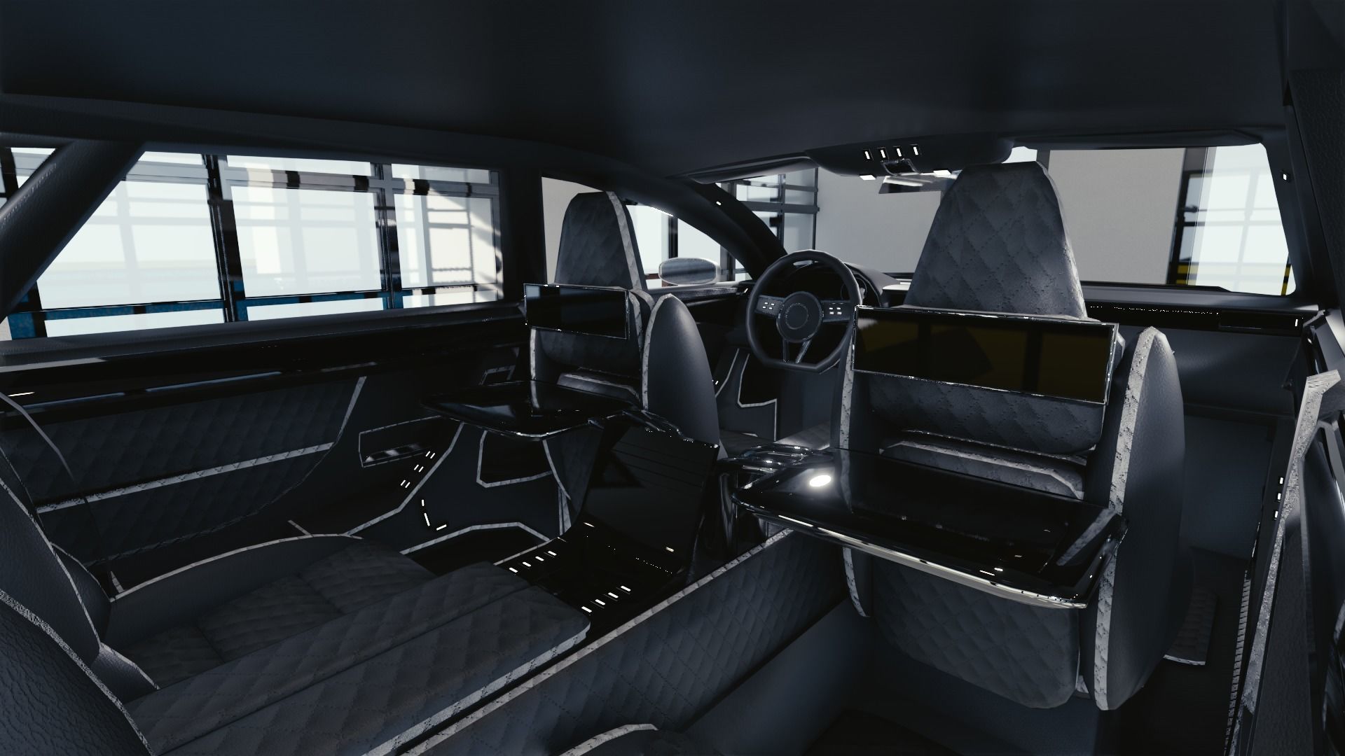 BLENDER EEVEE Brandless Extended Wheelbase 4 door suv Low-poly 3D model_8