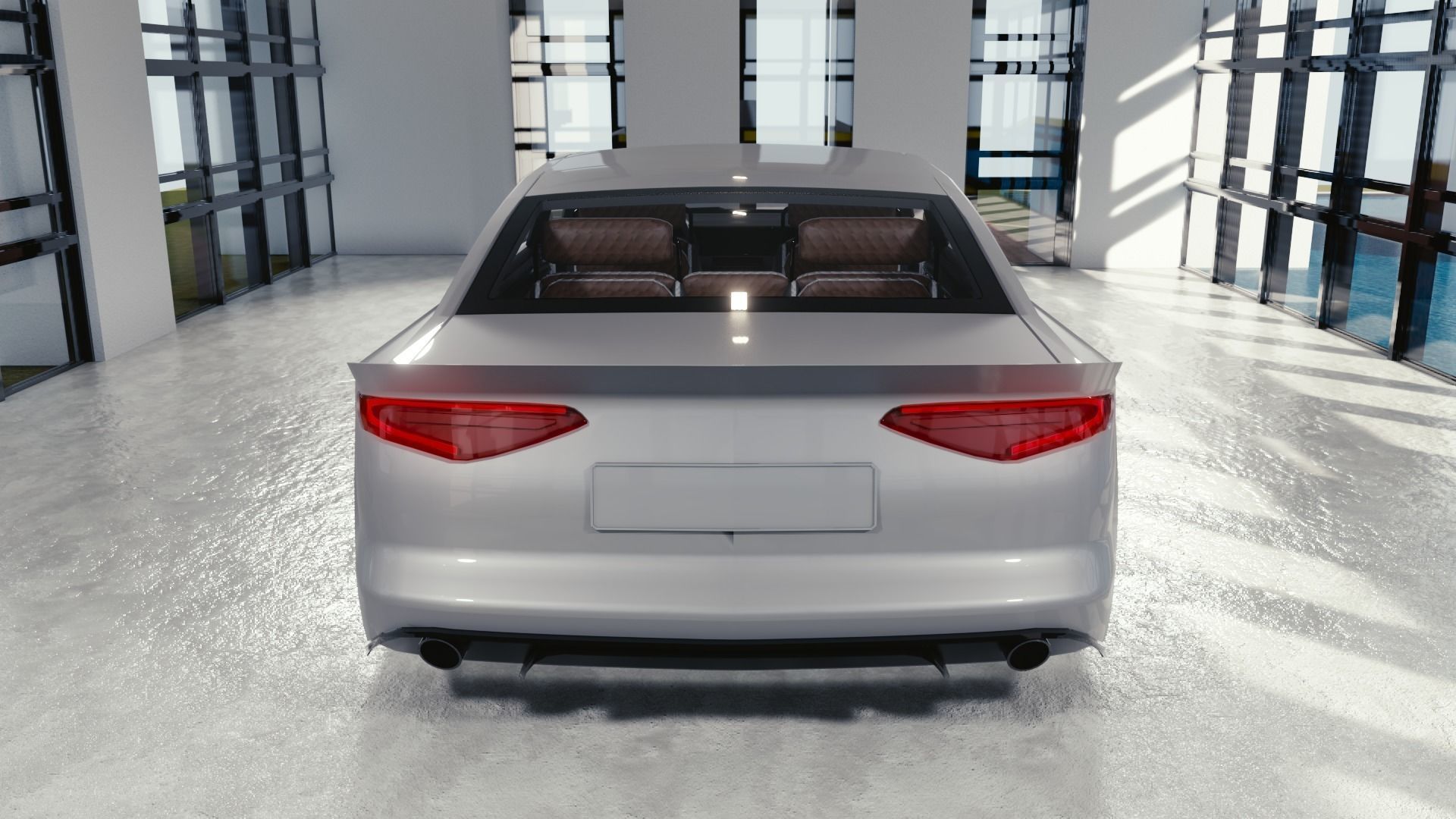 BLENDER EEVEE Brandless Mid Size 4 door sedan Low-poly 3D model_5