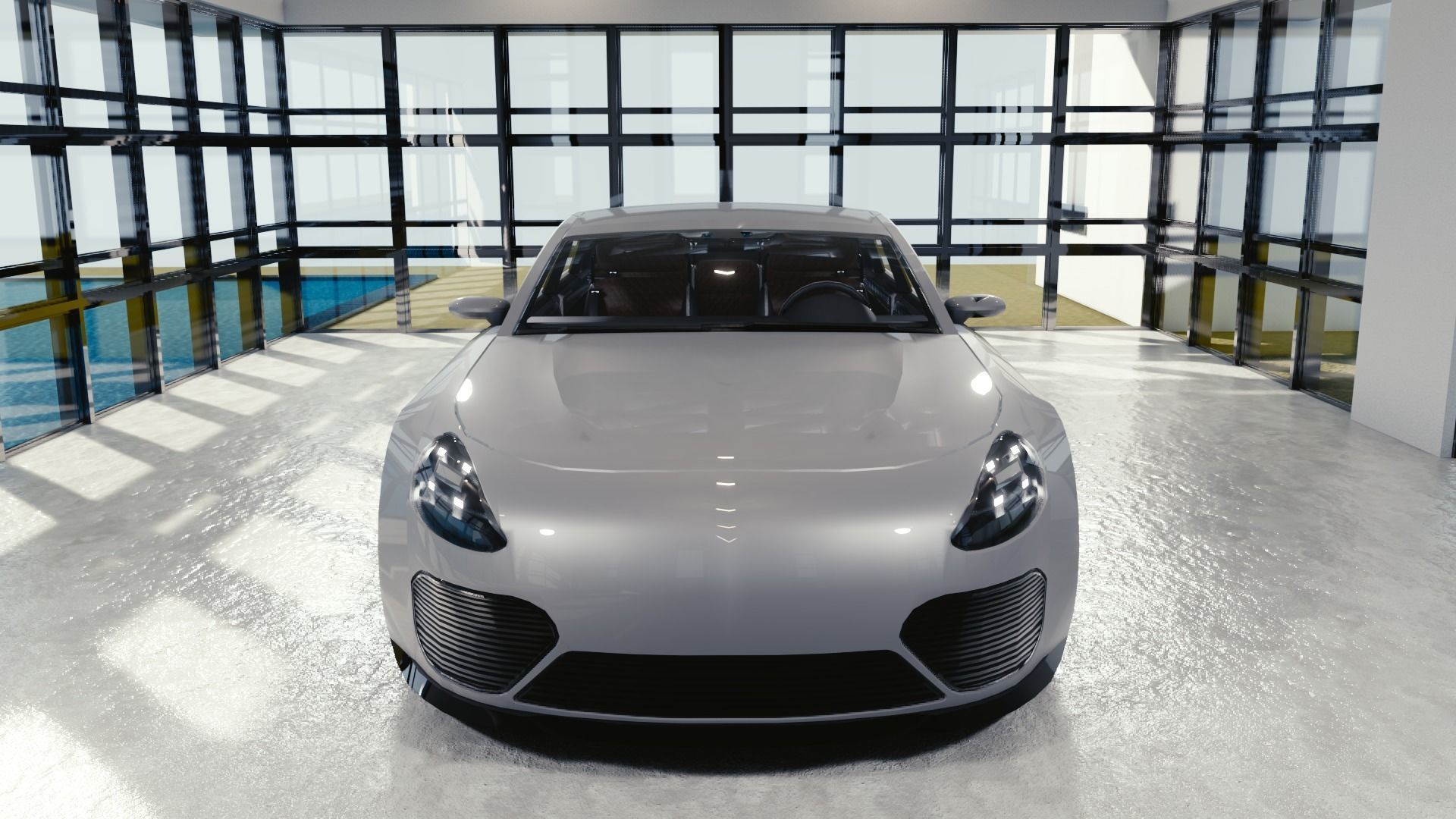 BLENDER EEVEE Brandless Mid Size 4 door sedan Low-poly 3D model_4