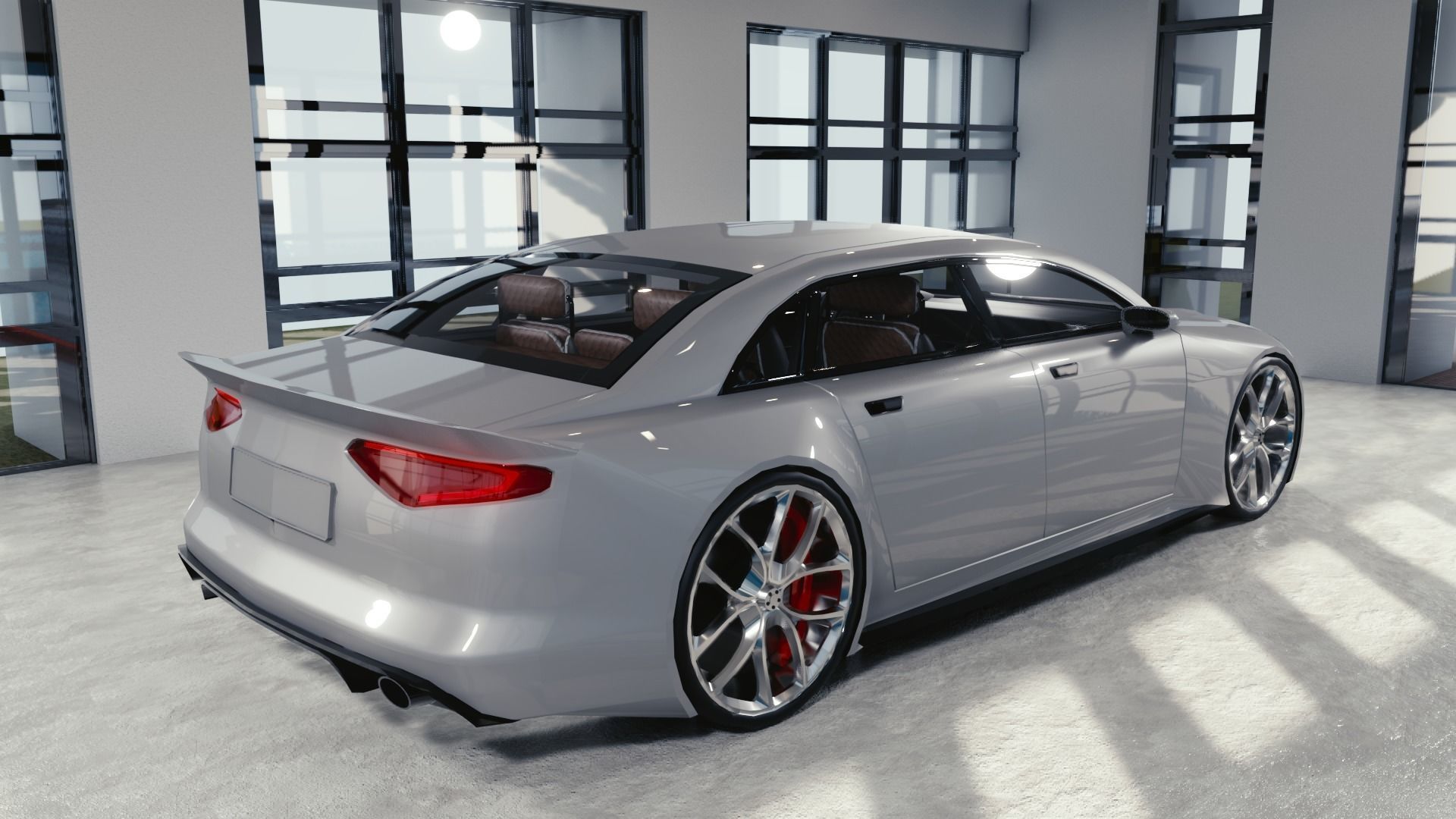 BLENDER EEVEE Brandless Mid Size 4 door sedan Low-poly 3D model_3