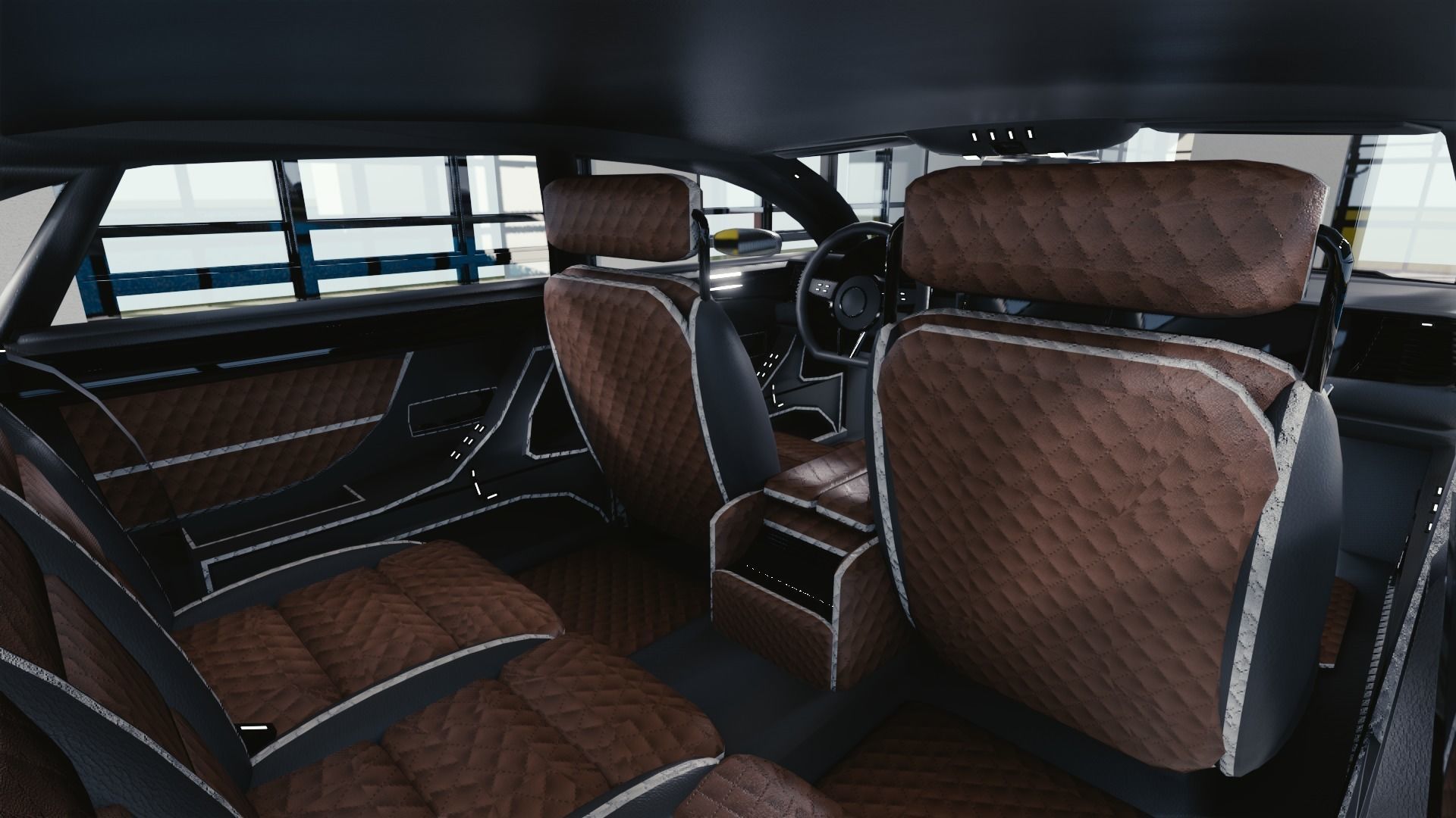 BLENDER EEVEE Brandless Mid Size 4 door sedan Low-poly 3D model_8