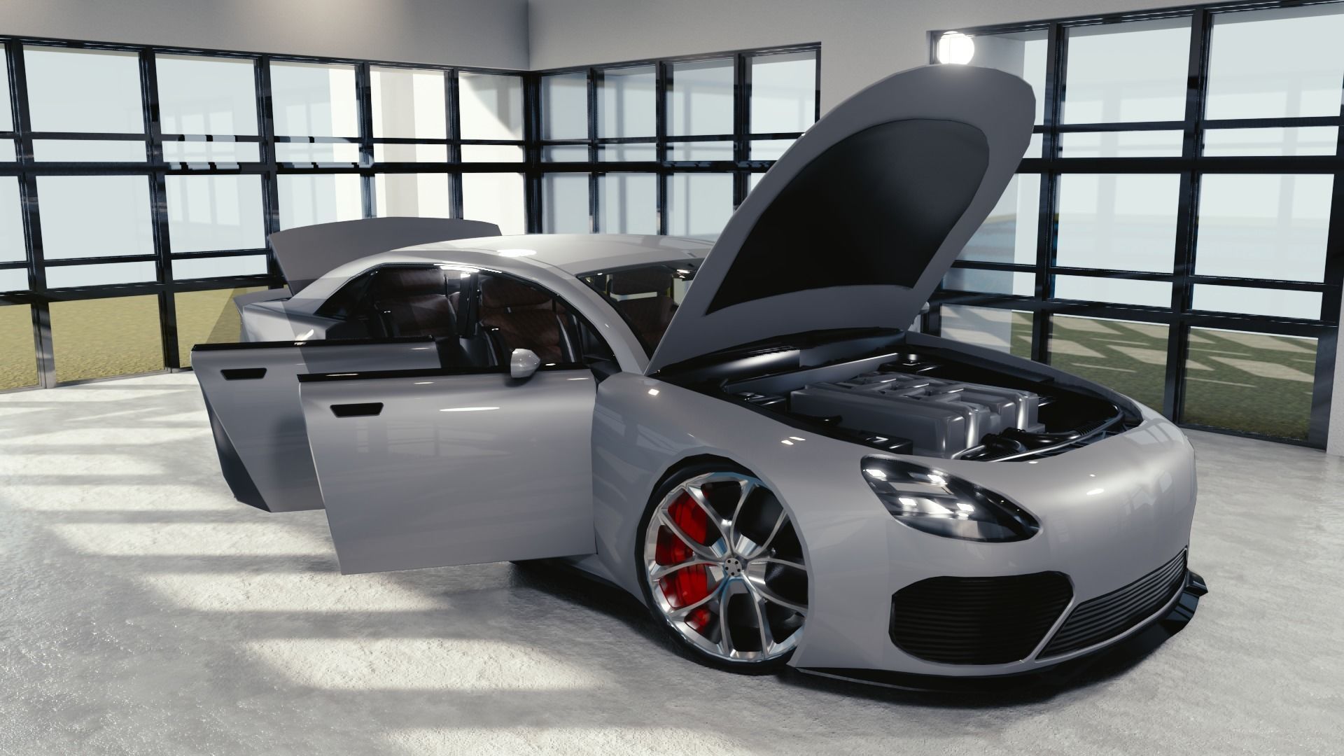 BLENDER EEVEE Brandless Mid Size 4 door sedan Low-poly 3D model_10