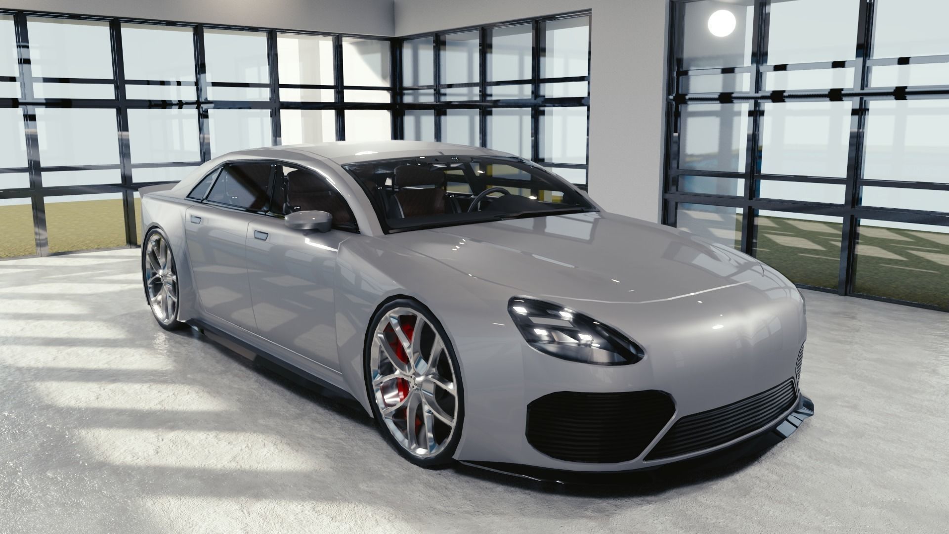 BLENDER EEVEE Brandless Mid Size 4 door sedan Low-poly 3D model_2