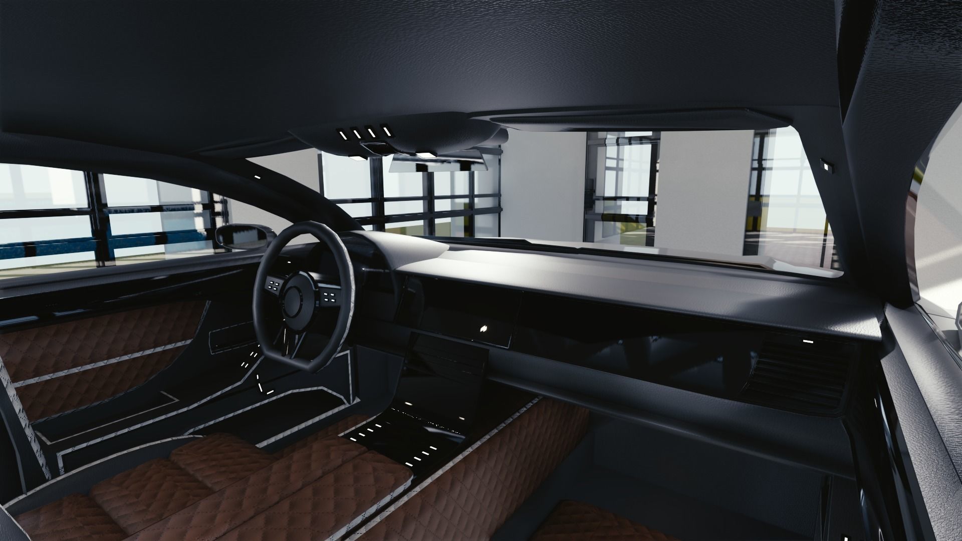 BLENDER EEVEE Brandless Mid Size 4 door sedan Low-poly 3D model_6