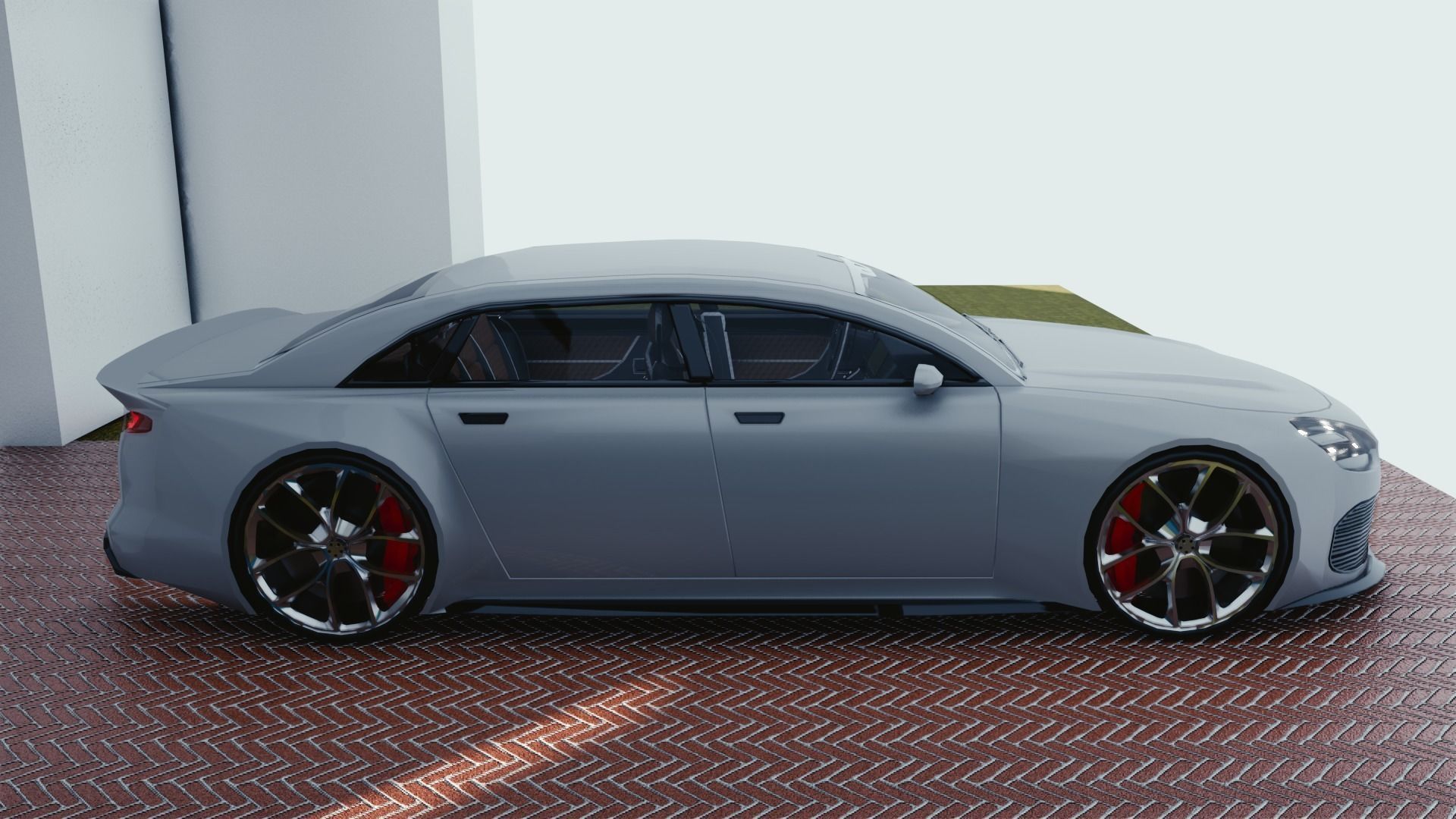 BLENDER EEVEE Brandless Mid Size 4 door sedan Low-poly 3D model_1