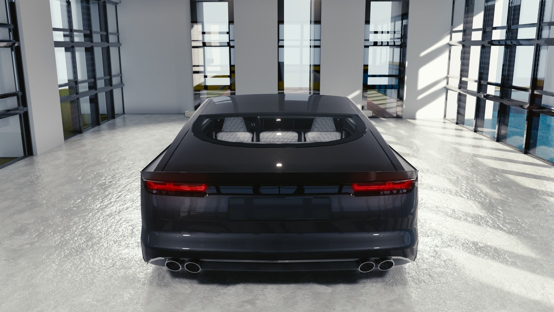 BLENDER EEVEE Brandless Sports GT coupe Low-poly 3D model_5