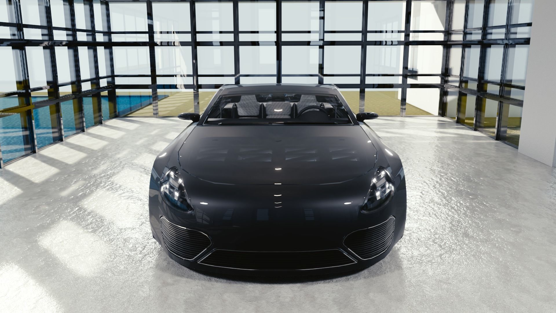 BLENDER EEVEE Brandless Sports GT coupe Low-poly 3D model_4