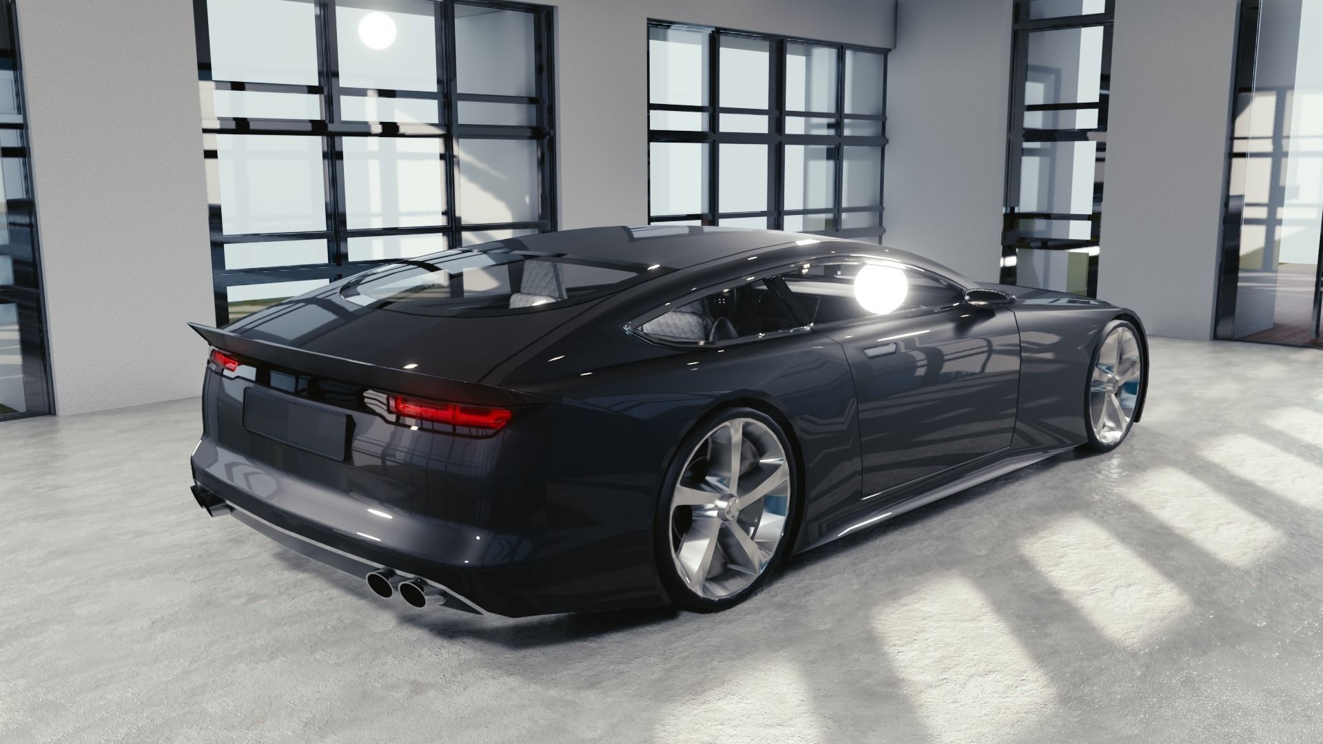 BLENDER EEVEE Brandless Sports GT coupe Low-poly 3D model_3