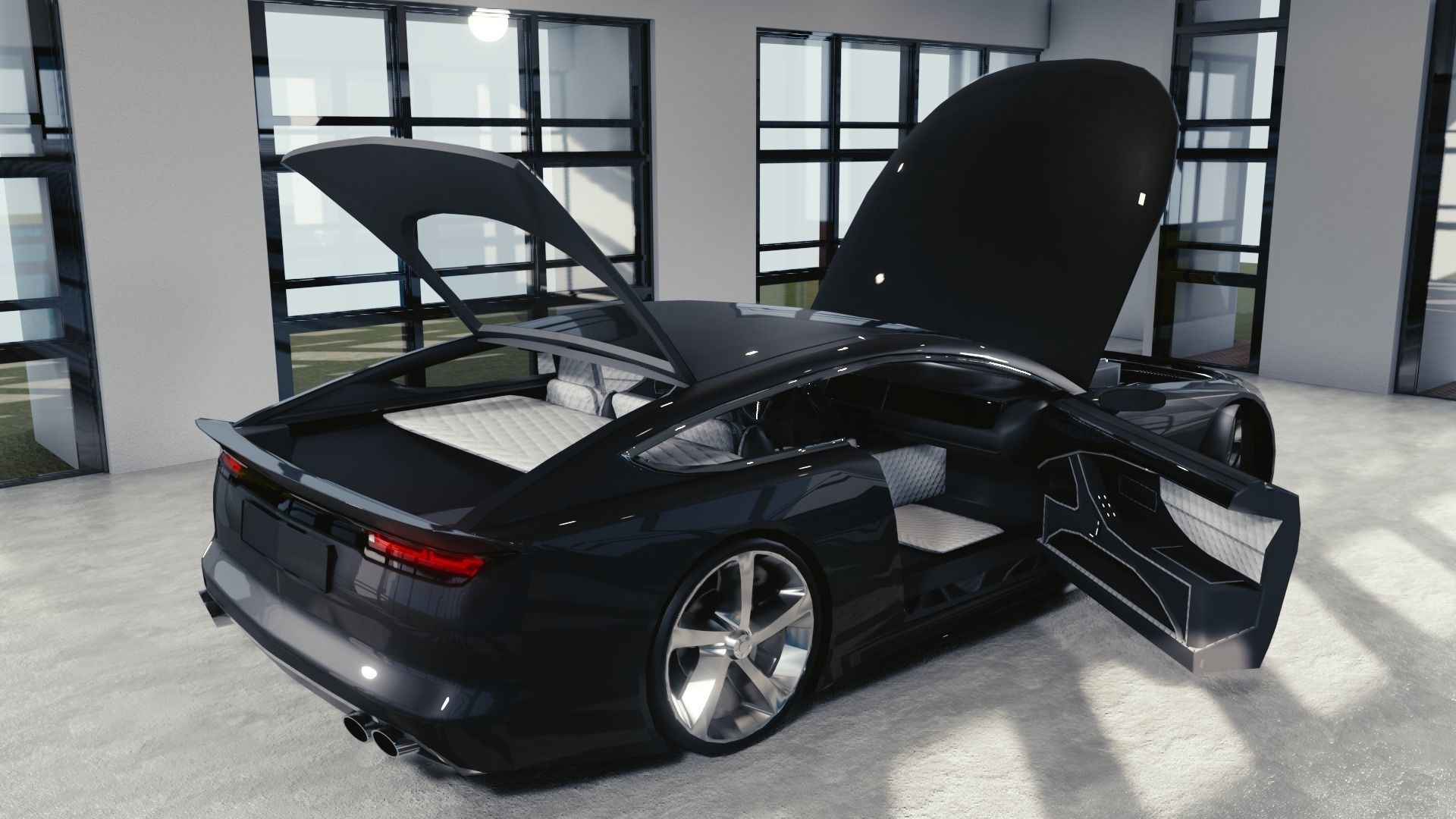 BLENDER EEVEE Brandless Sports GT coupe Low-poly 3D model_9