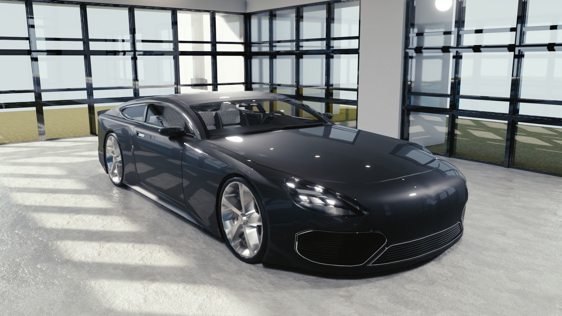 BLENDER EEVEE Brandless Sports GT coupe Low-poly 3D model_2