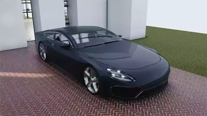 BLENDER EEVEE Brandless Sports GT coupe Low-poly 3D model