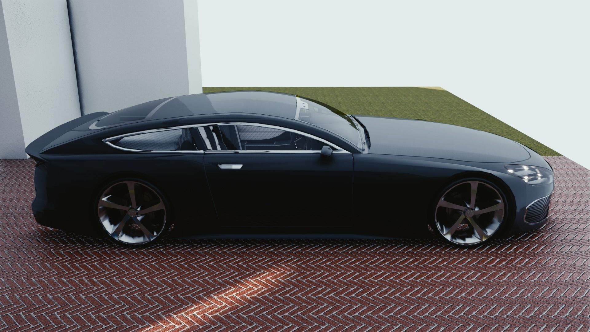 BLENDER EEVEE Brandless Sports GT coupe Low-poly 3D model_1