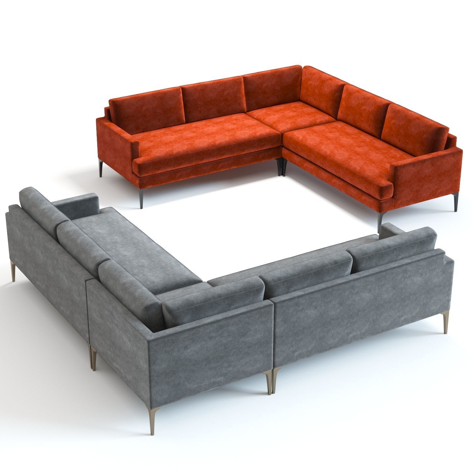 West Elm Andes L-Shaped Sofa 3D model_4