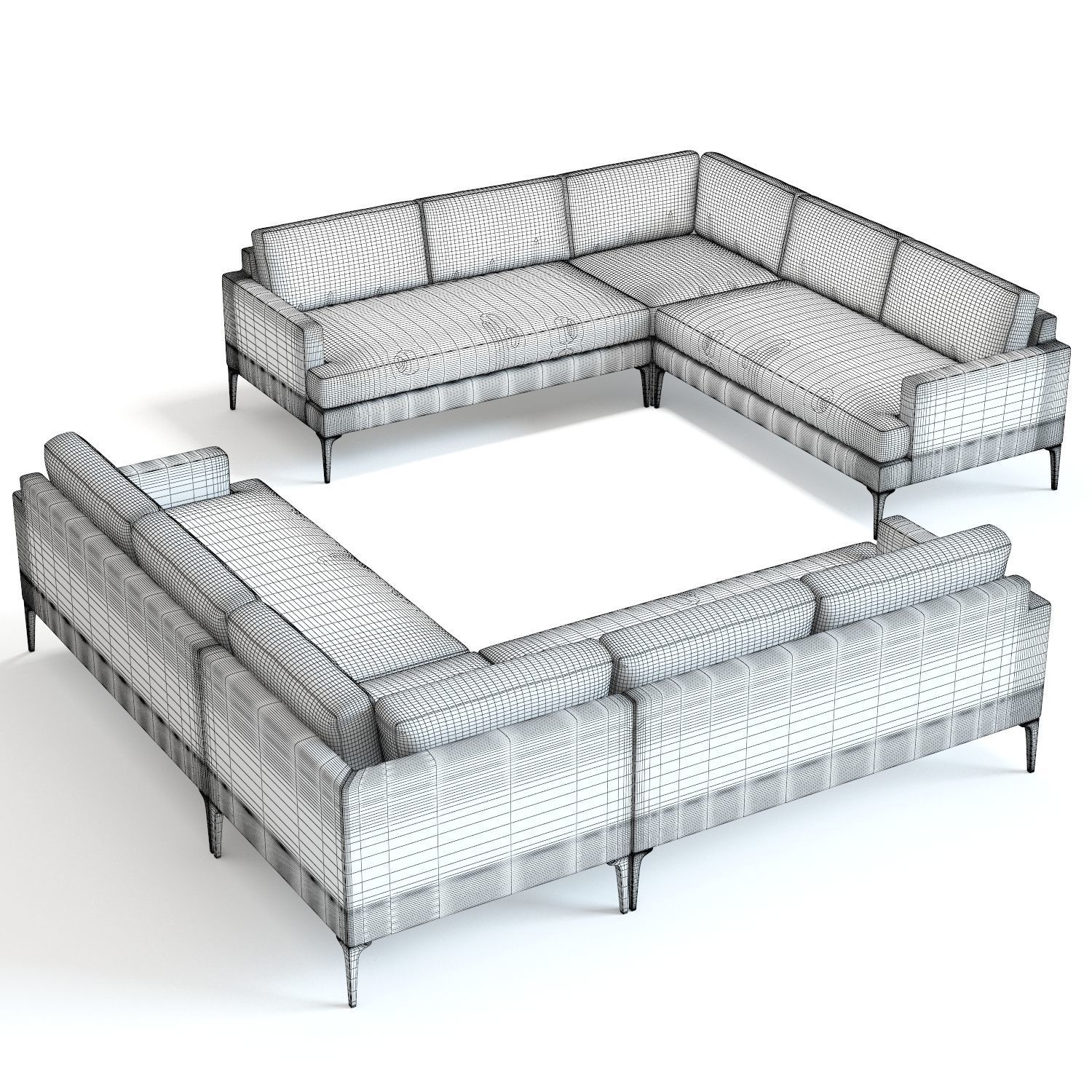 West Elm Andes L-Shaped Sofa 3D model_5