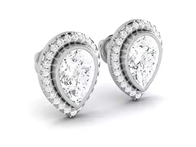 Solitaire earrings 3dm stl render detail 3D print model 3D print model