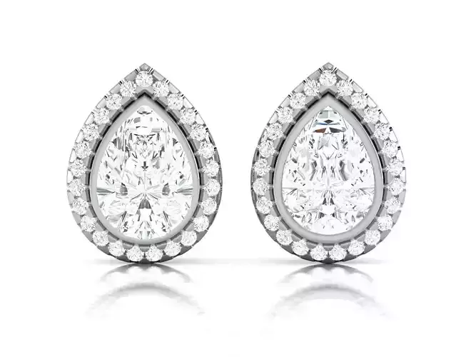 Solitaire earrings 3dm stl render detail 3D print model 3D print model