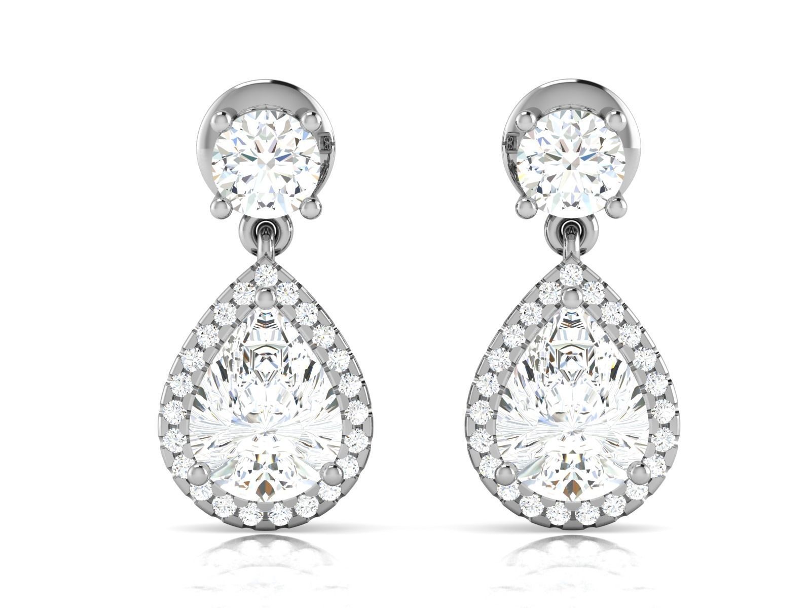 Solitaire earrings 3dm stl render detail 3D print model 3D print model_7