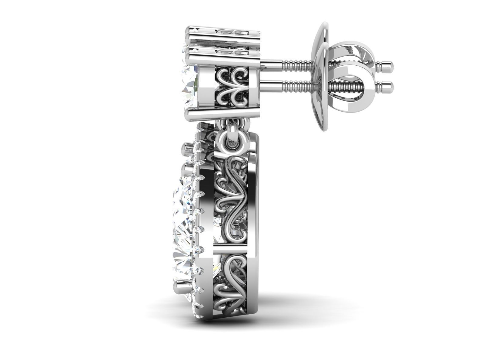 Solitaire earrings 3dm stl render detail 3D print model 3D print model_6