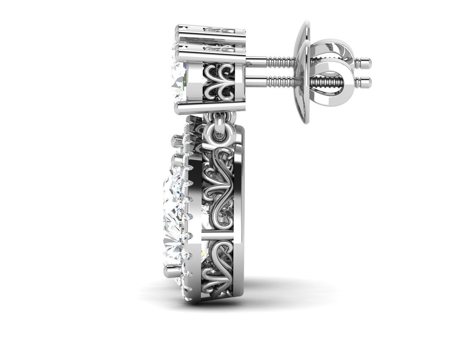 Solitaire earrings 3dm stl render detail 3D print model 3D print model_4