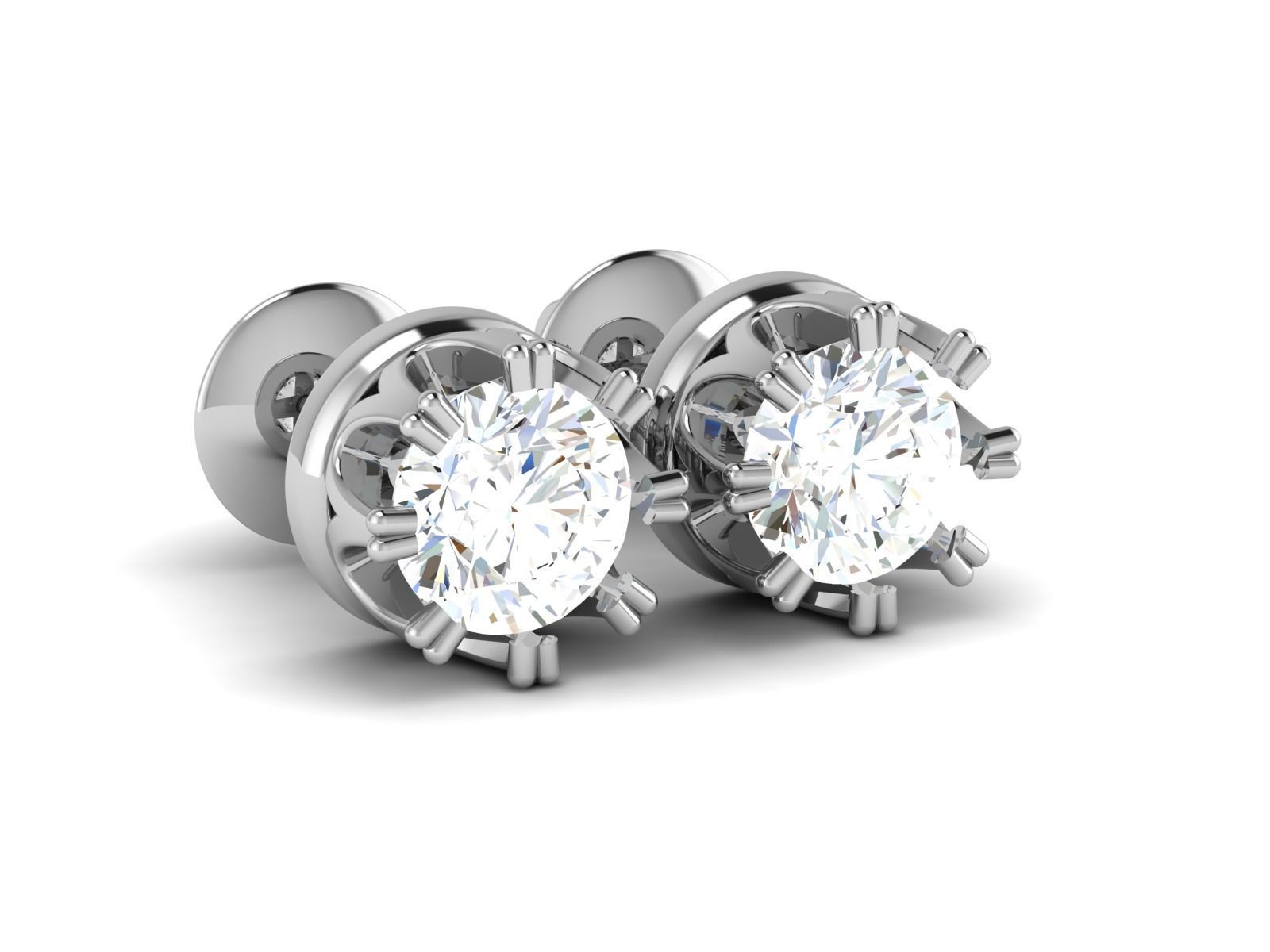 Solitaire earrings 3dm stl render detail 3D print model 3D print model_4