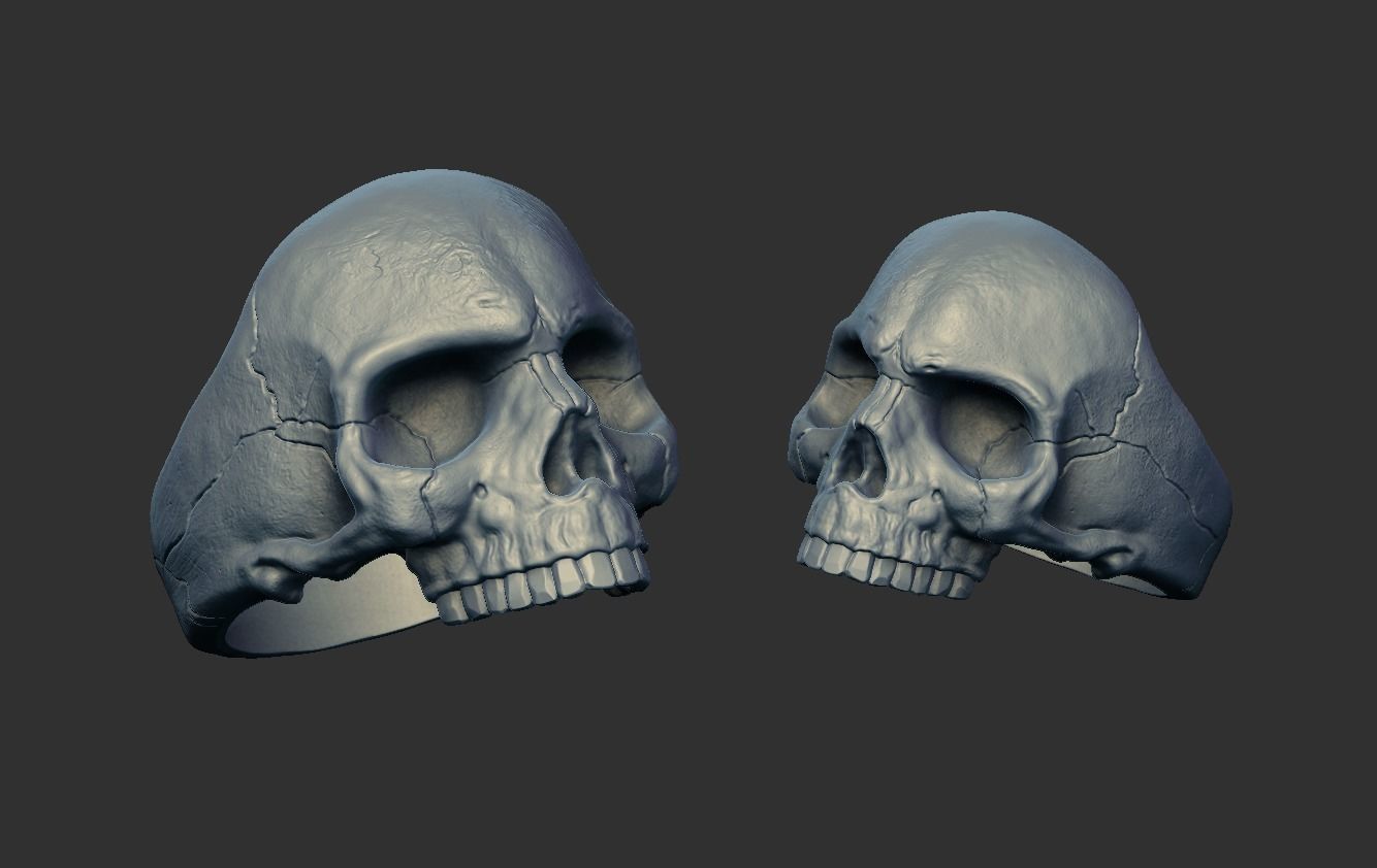 Skull ring 01 3D print model_4